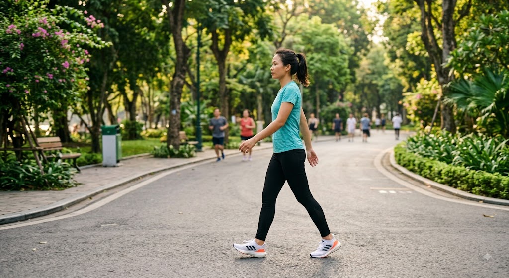 Tốc độ đi bộ có thể giúp đánh giá quá trình lão hóa. Ảnh AI.
