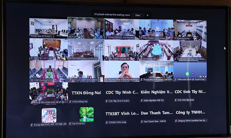 Điểm cầu trực tuyến tham gia cuộc họp.  Ảnh: Trần Minh