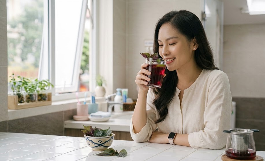 Khám Phá Lợi Ích Của Nước Lá Tía Tô Đối Với Làn Da Khỏe Đẹp - Ảnh 1.