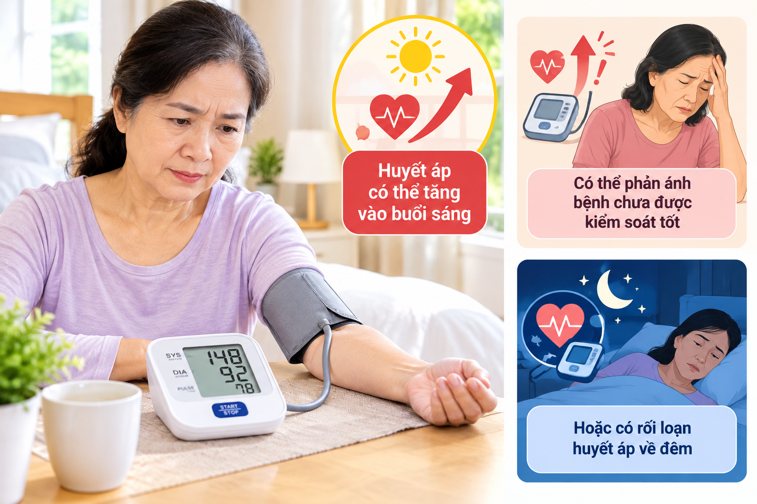 Huyết áp cao vào buổi sáng: nguyên nhân và cách kiểm soát không dùng thuốc