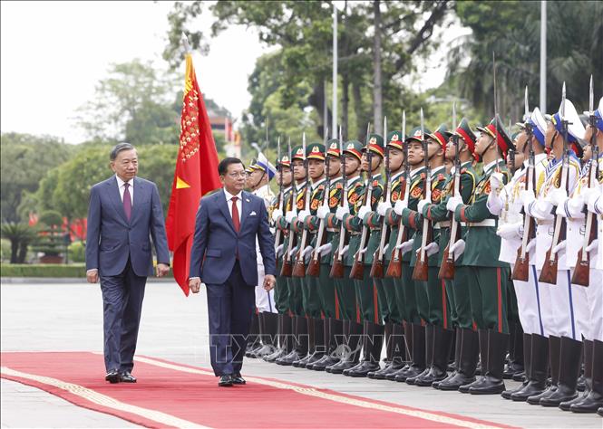 Tổng Bí thư, Chủ tịch nước Tô Lâm chủ trì Lễ đón Tổng thống Myanmar- Ảnh 4.